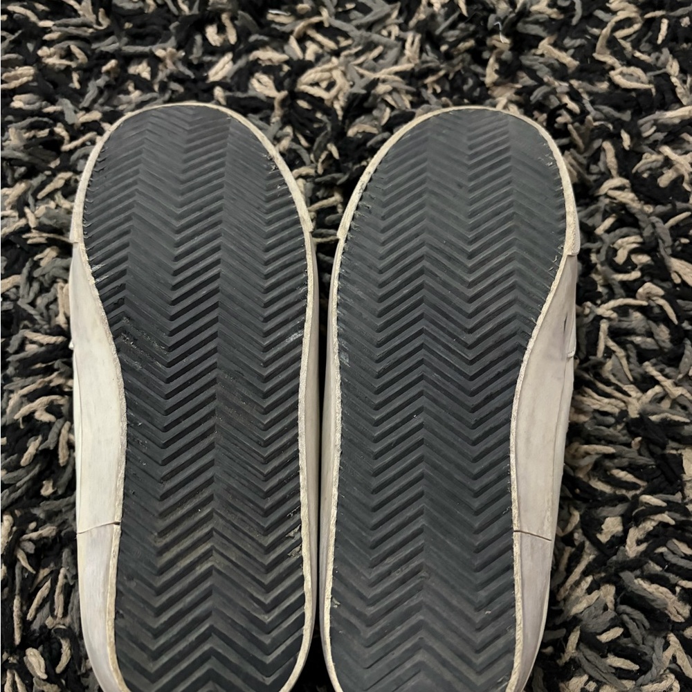 Golden Goose White Leather Low-Top Sneakers with Black Star and Gray Suede - Picture 11 of 13